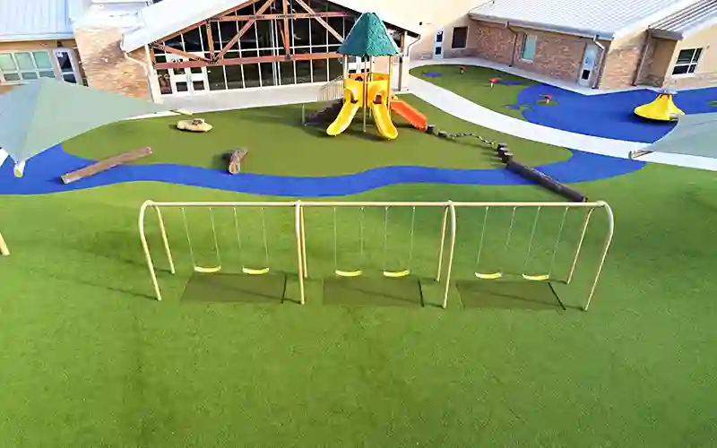 SYNLawn artificial grass with play set and swing set
