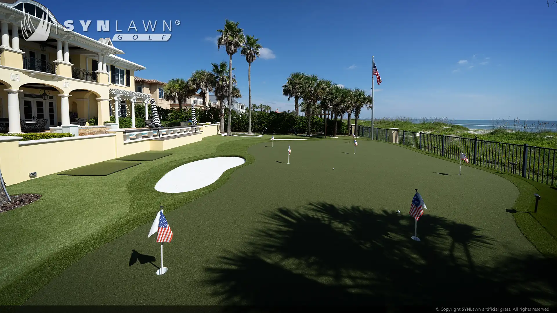 image of SYNLawn artificial grass residential putting green located at Ponte Vedra Beach St Augustine Florida