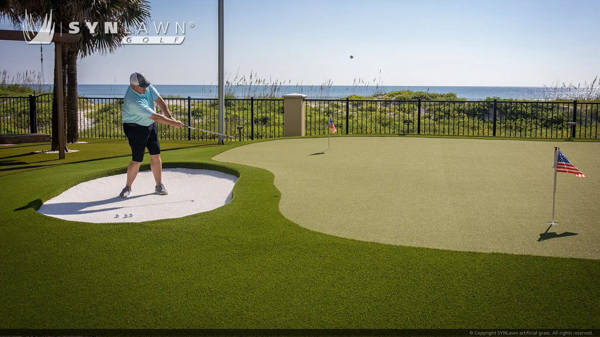 image of SYNLawn artificial grass residential putting green located at Ponte Vedra Beach St Augustine Florida